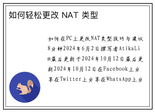 如何轻松更改 NAT 类型 