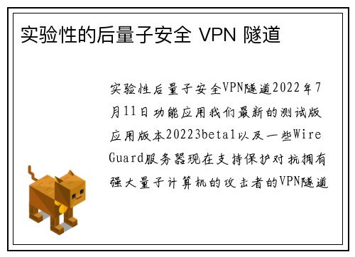 实验性的后量子安全 VPN 隧道 